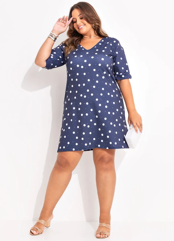 Marguerite - Vestido Poá Marinho em Poliflex 3