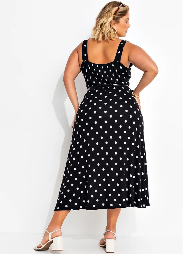 Marguerite - Vestido Poá Preto em Malha de Viscose 2