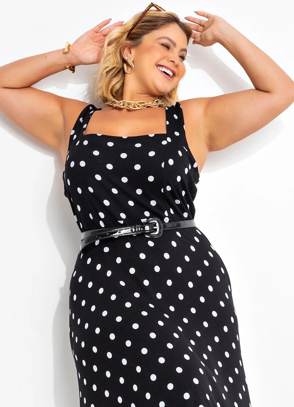 Marguerite - Vestido Poá Preto em Malha de Viscose 5