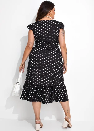 Marguerite - Vestido Poá Preto em Malha - MARGUERITE