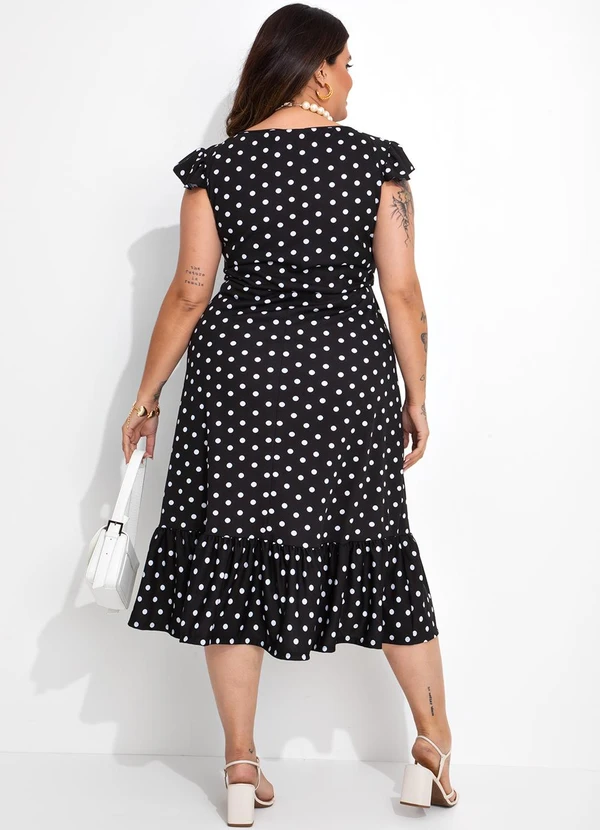 Marguerite - Vestido Poá Preto em Malha 2