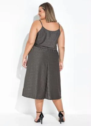Marguerite - Vestido Prata com Brilho Transpassado Plus Size - MARGUERITE