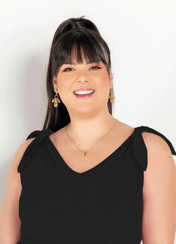 Marguerite - Vestido Preto com Amarração Plus Size