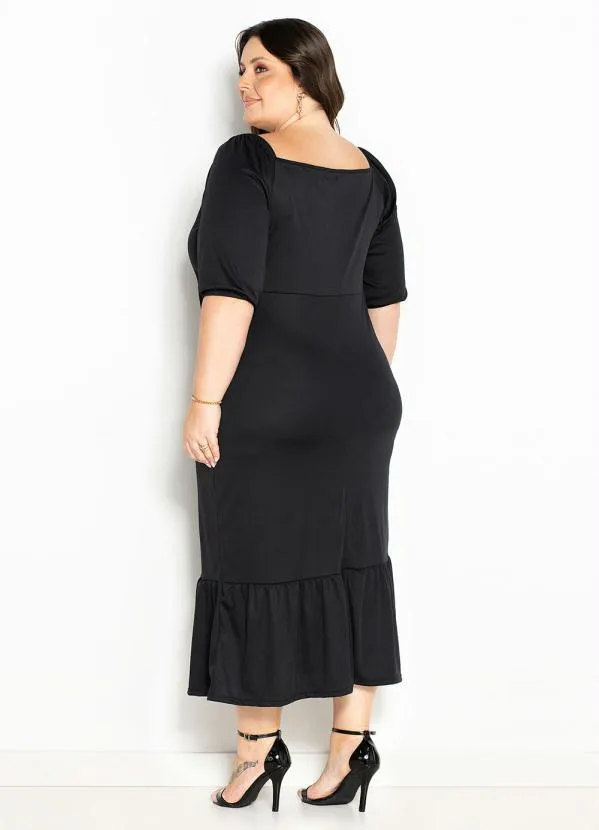 Marguerite - Vestido Preto com Babado Plus Size 2