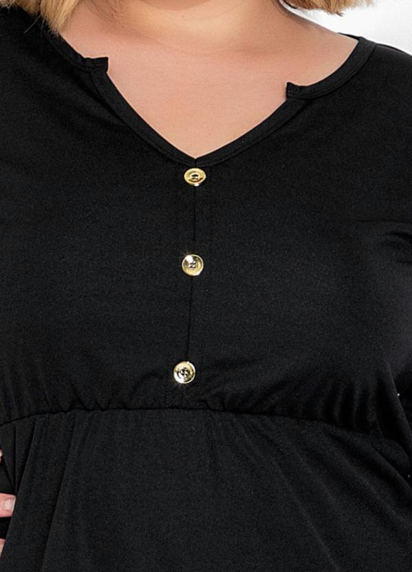 Marguerite - Vestido Preto com Botões Plus Size 3