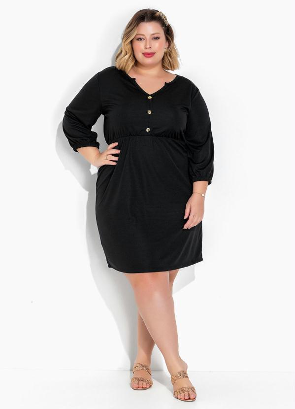 Marguerite - Vestido Preto com Botões Plus Size 2