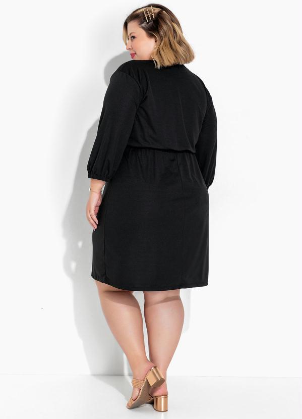 Marguerite - Vestido Preto com Botões Plus Size 1