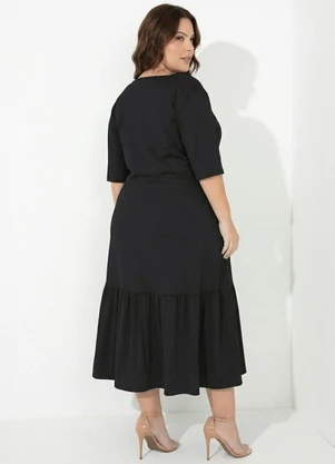 Marguerite - Vestido Preto com Franzido Plus Size - MARGUERITE