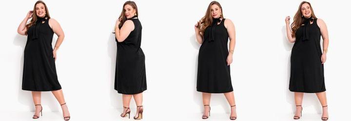 Vestido Preto com Gola Gravata