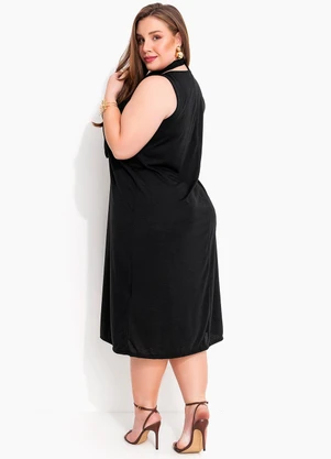 Marguerite - Vestido Preto com Gola Gravata - MARGUERITE