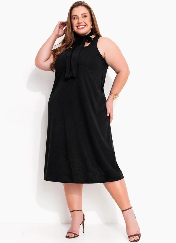 Marguerite - Vestido Preto com Gola Gravata