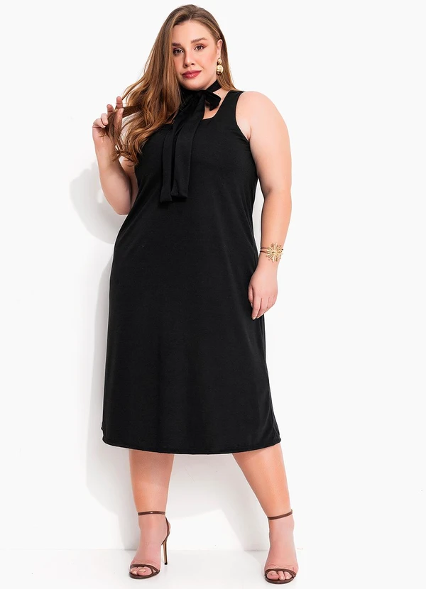 Marguerite - Vestido Preto com Gola Gravata 4