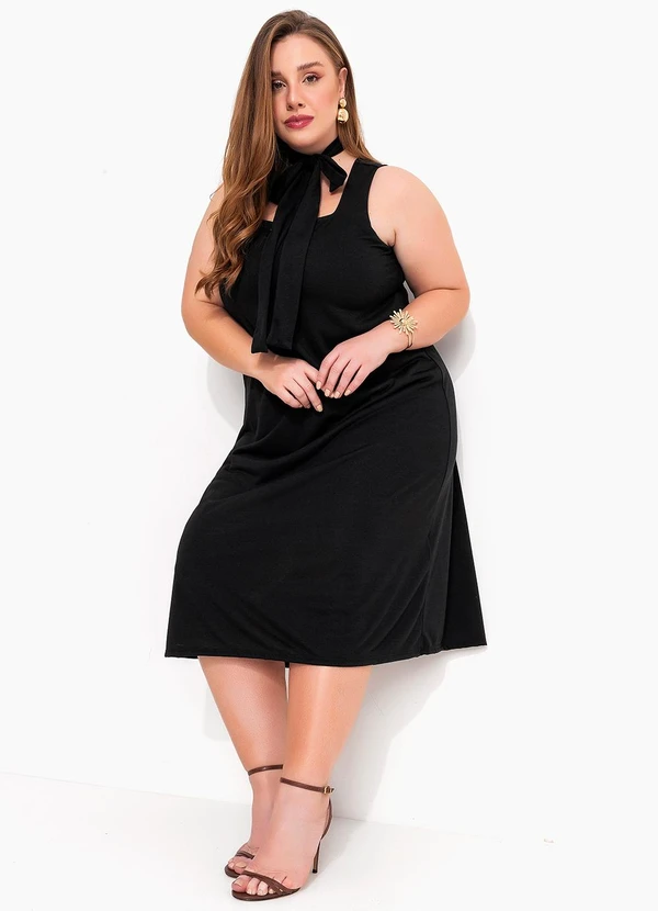 Marguerite - Vestido Preto com Gola Gravata 2