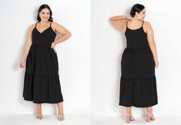 Vestido Preto com Transpasse Plus Size