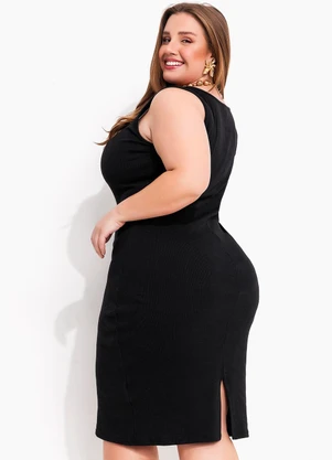 Marguerite - Vestido Preto em Canelado - MARGUERITE