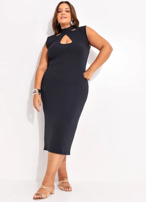 Marguerite - Vestido Preto em Canelado - MARGUERITE