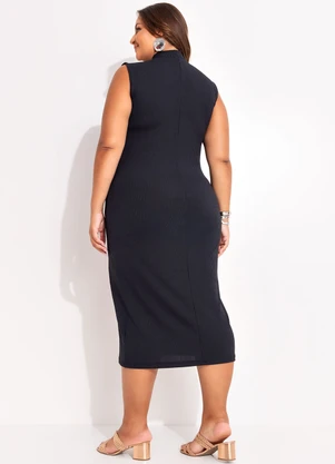 Marguerite - Vestido Preto em Canelado - MARGUERITE