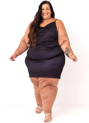 Marguerite - Vestido Preto em Malha Acetinada - MARGUERITE