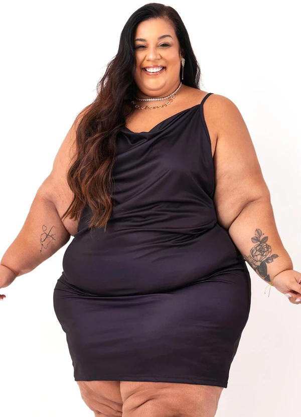 Marguerite - Vestido Preto em Malha Acetinada 8