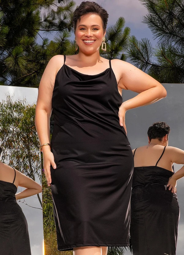 Marguerite - Vestido Preto em Malha Acetinada 5