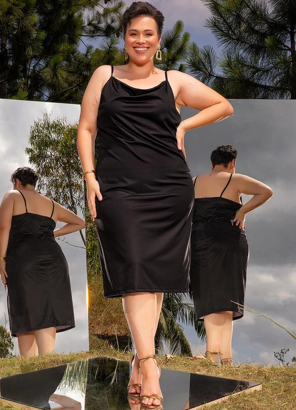 Marguerite - Vestido Preto em Malha Acetinada 3