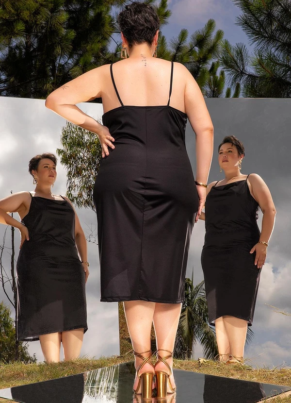 Marguerite - Vestido Preto em Malha Acetinada 2