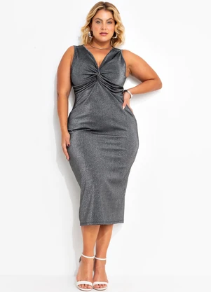 Marguerite - Vestido Preto em Malha com Lurex - MARGUERITE