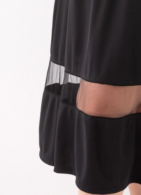 Marguerite - Vestido Preto em Malha de Poliéster e Tule 4