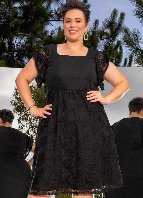 Plus Size Vestido De Renda Evase Curto Vestido De Festa Curto Plus