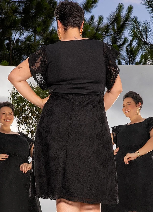 Marguerite - Vestido Preto em Malha e Renda 4