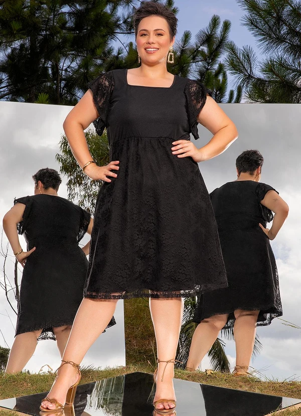 Marguerite - Vestido Preto em Malha e Renda 3