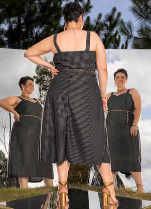 Marguerite - Vestido Preto em Malha Fio Tinto - MARGUERITE