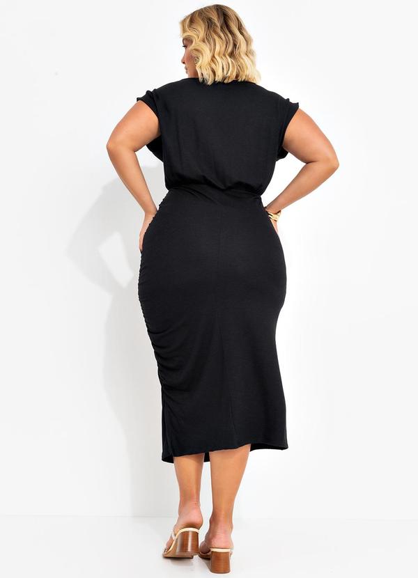 Marguerite - Vestido Preto em Malha Texturizada de Viscose 3