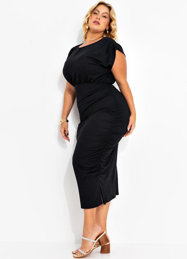 Marguerite - Vestido Preto em Malha Texturizada de Viscose 2