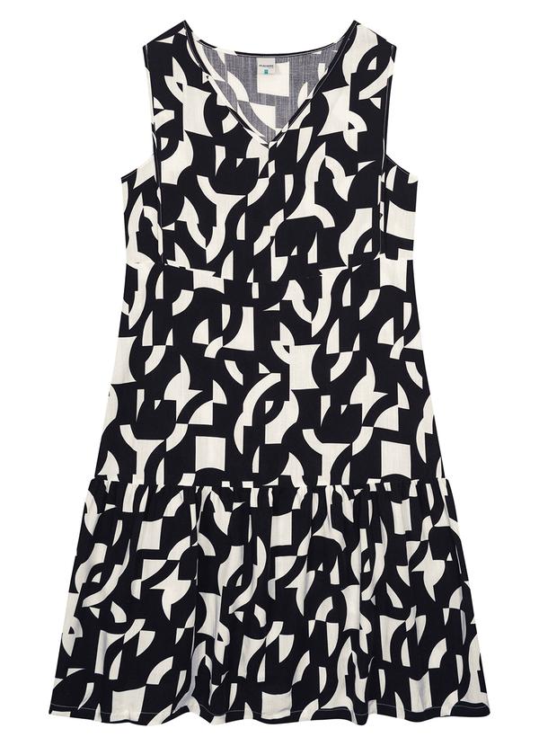 Malwee Plus - Vestido Preto Midi Amplo Gráfico 2