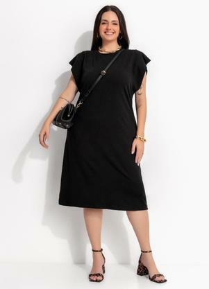 Vestido Preto Midi em Molecotton
