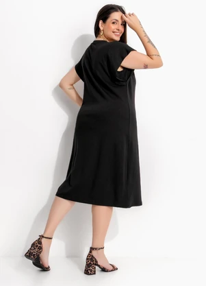 Marguerite - Vestido Preto Midi em Molecotton - MARGUERITE