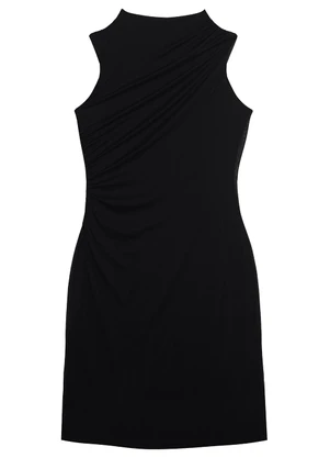 Malwee - Vestido Preto Mídi Reto em Tule - MALWEE