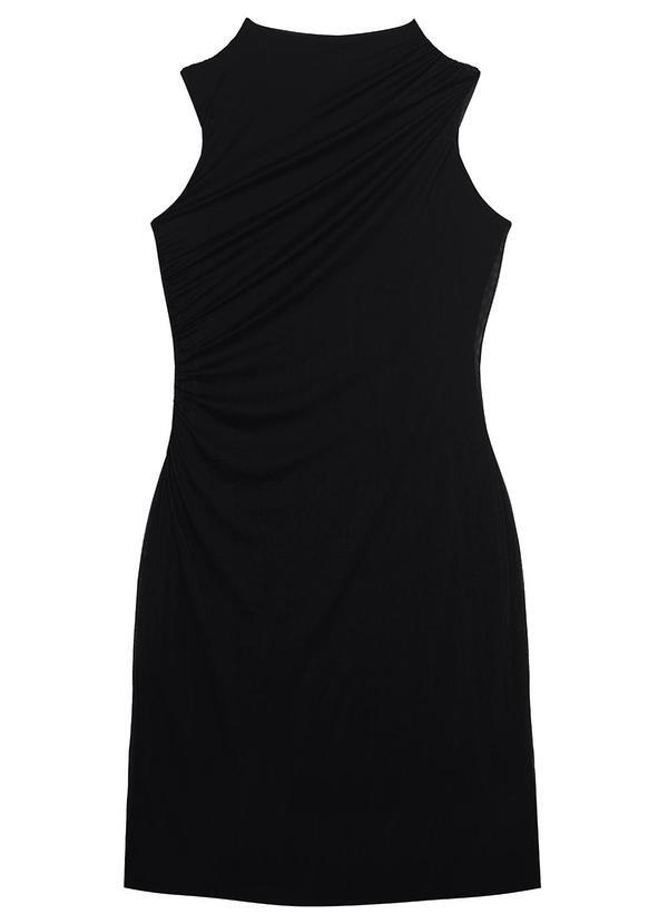Malwee - Vestido Preto Mídi Reto em Tule