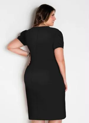 Marguerite - Vestido Preto Plus Size com Mangas Princesa - MARGUERITE