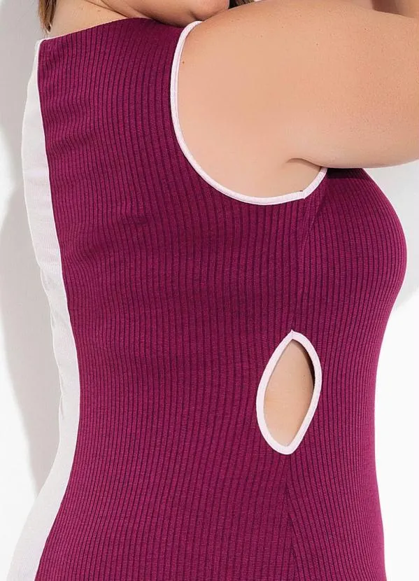 Marguerite - Vestido Rosa e Púrpura com Recortes Plus Size