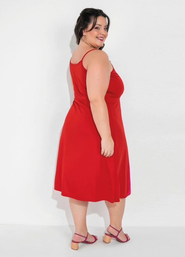 Queima Estoque - Vestido Rosa e Vermelho com Alças Plus Size 4