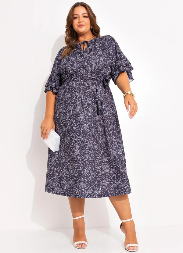 Marguerite - Vestido Rosas em Jersey Acetinado 5