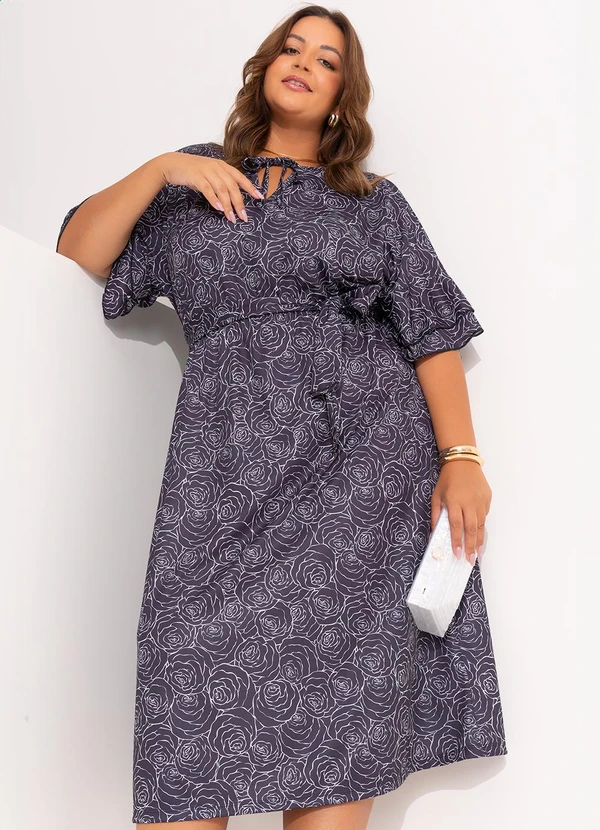 Marguerite - Vestido Rosas em Jersey Acetinado 2