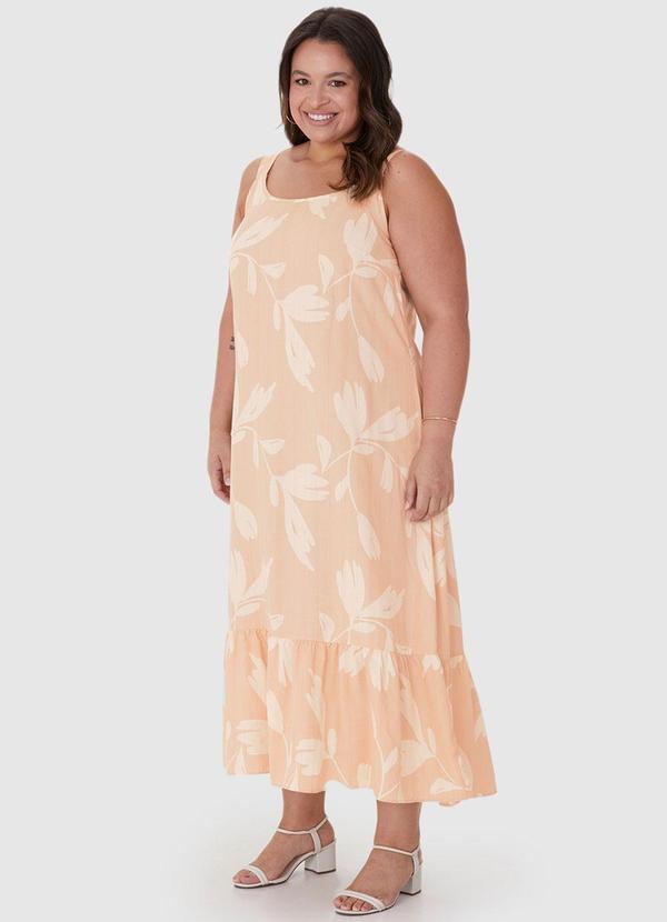Malwee Plus - Vestido Rosê Evasê Tropical Mídi 3