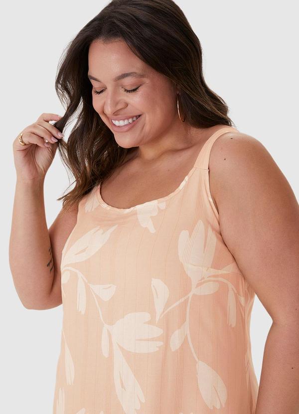 Malwee Plus - Vestido Rosê Evasê Tropical Mídi 5