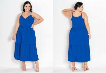 Vestido Royal com Transpasse e Babados Plus Size