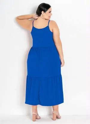 Marguerite - Vestido Royal com Transpasse e Babados Plus Size - MARGUERITE