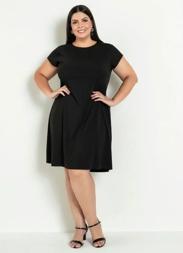 Marguerite Vestido Soltinho Preto Marguerite Plus Size