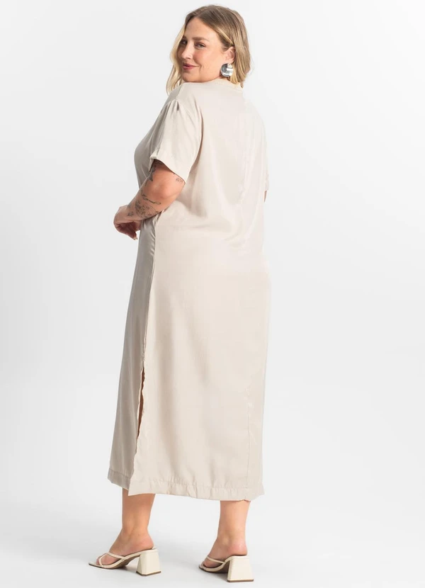 Secret Glam - Vestido Super Midi Plus Size Bege 3